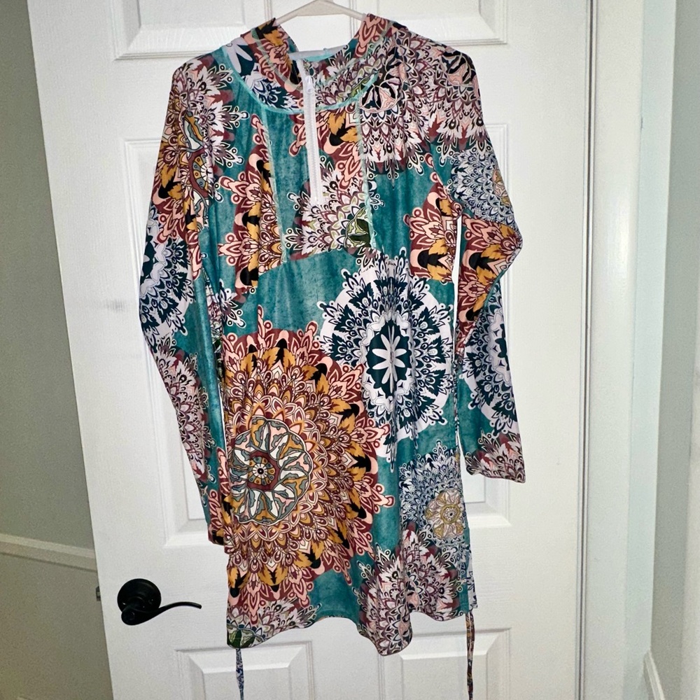 Colorful Bohemian Long Sleeve SWIM Dress/Shirt